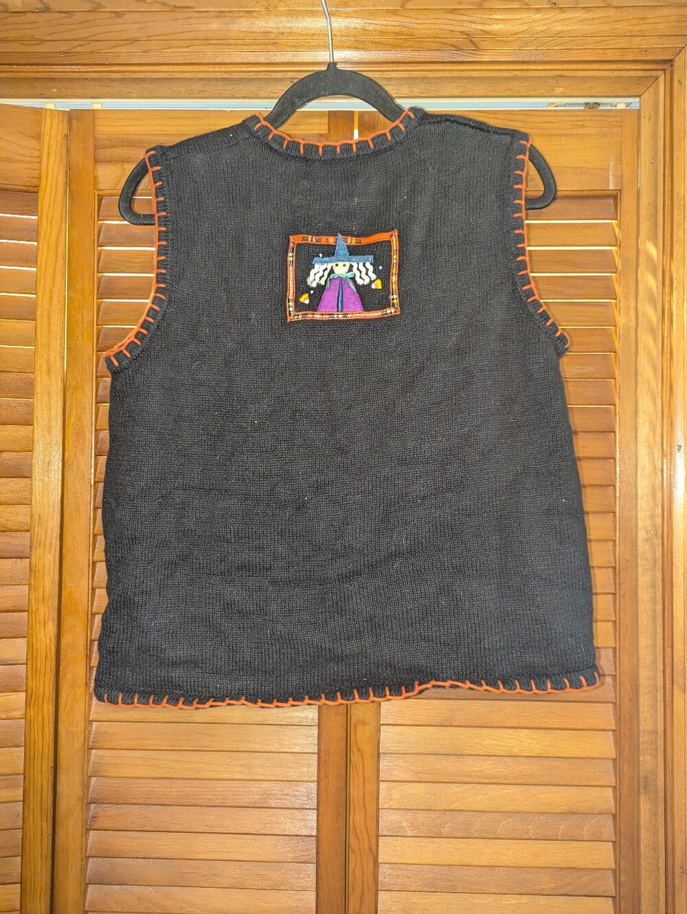 Vintage Halloween Festive Fall Holiday Knit Embroidered Cardigan Sweater Vest - Picture 6 of 6